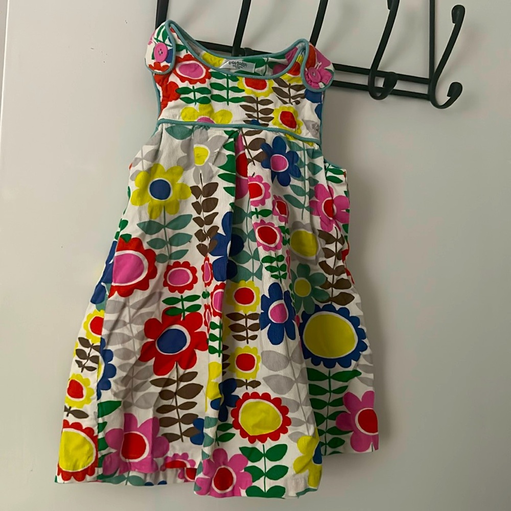 Mini Boden Girls Pinafore Dress in Floral Corduroy Size 2-3 years